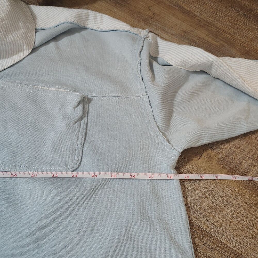 Oversized Striped Sweatshirt XS Slouchy Casual Blue Free People Madeline - Picture 10 of 12